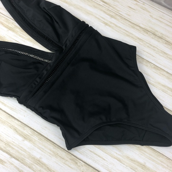 Ted Baker Starza Pointelle Deep V Swimsuit Black - Picture 6 of 8